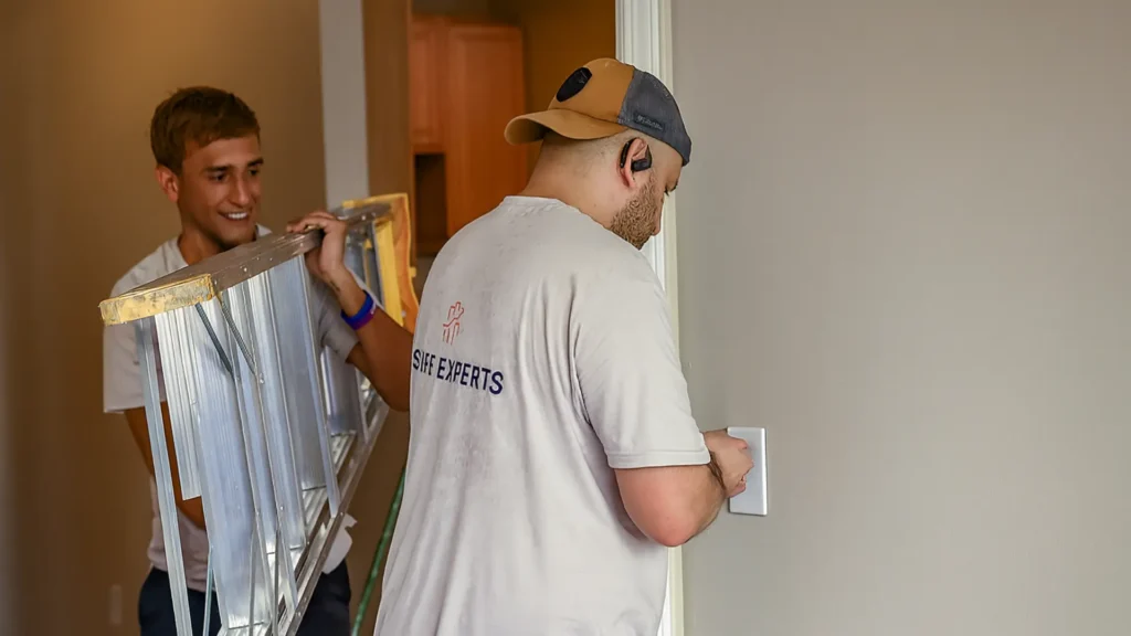 Temporary maintenance staffing crew performing electrical and repair work